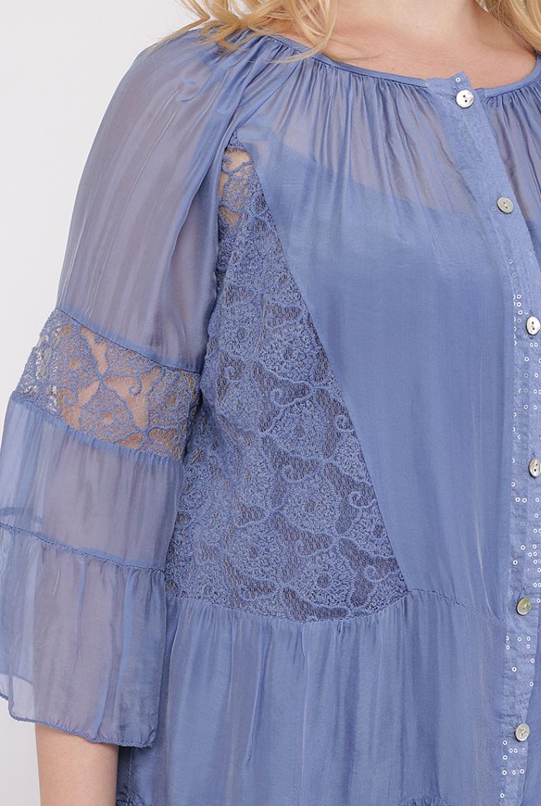 Блуза от New Grinta синего цвета большого размера 