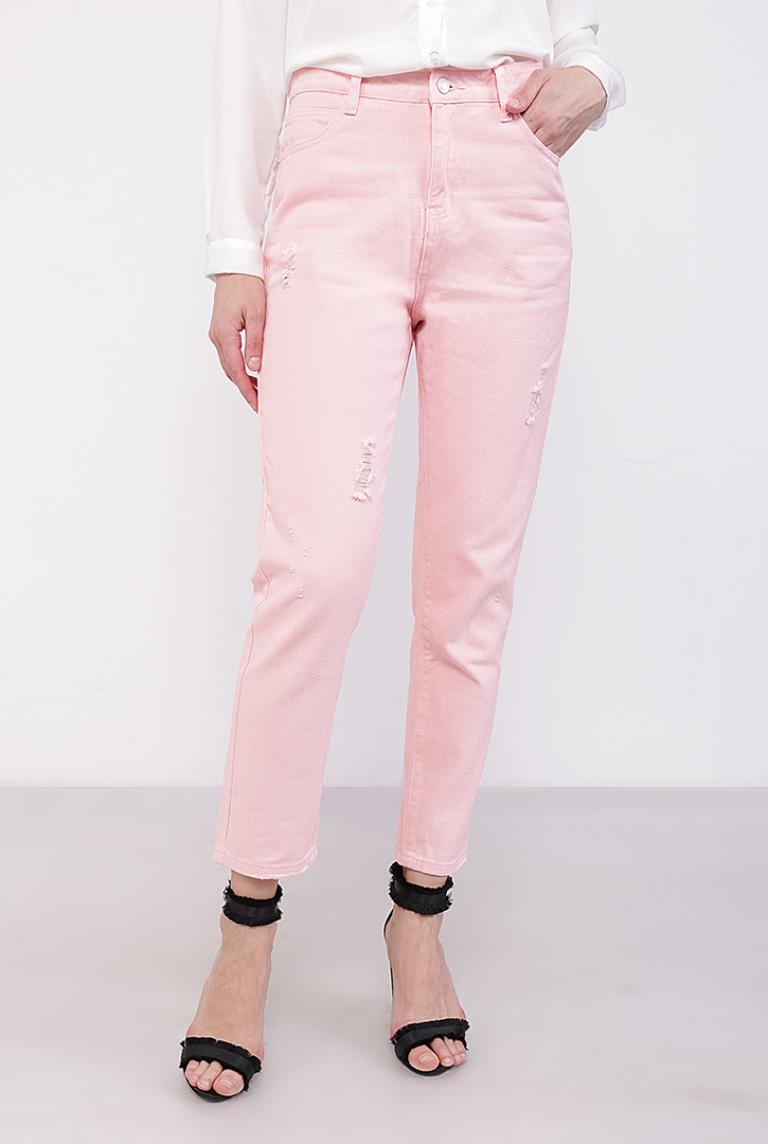 Розовые джинсы Angelica Denim с дырками на попе