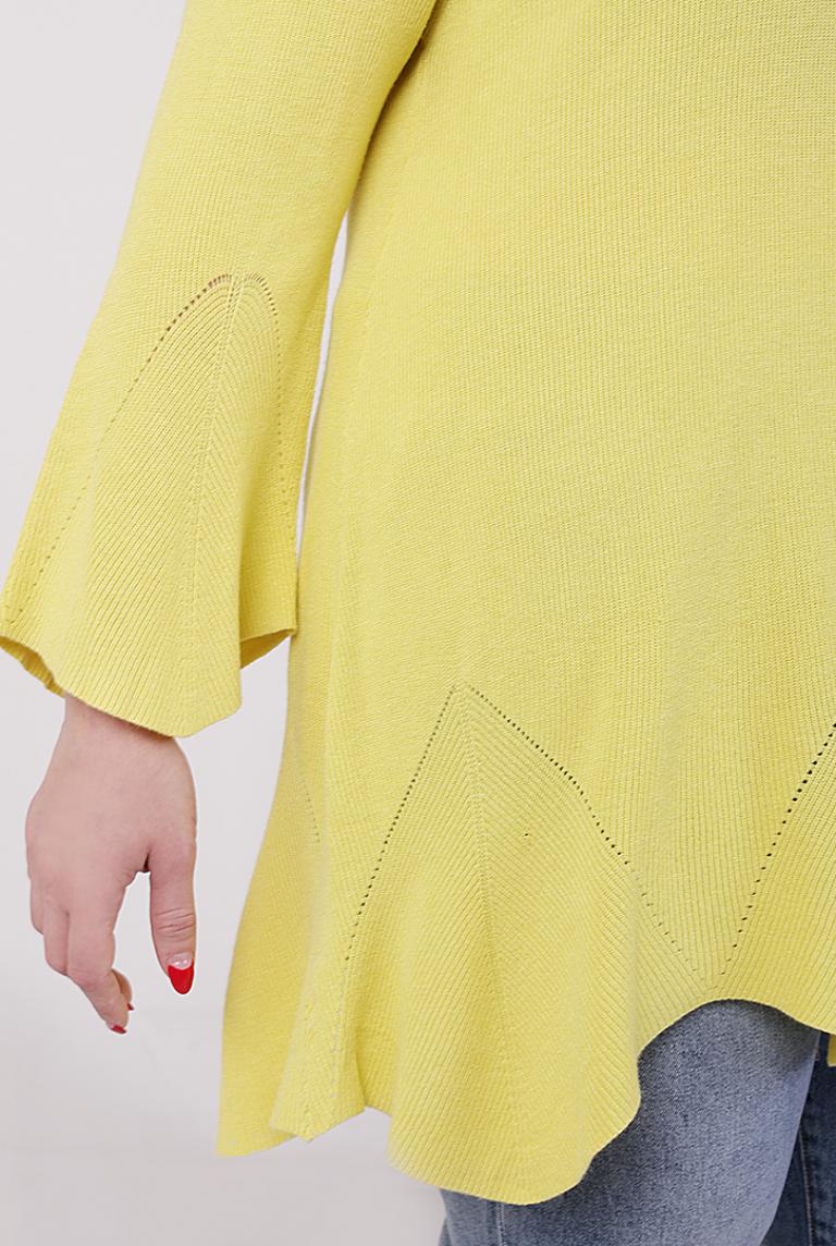 Свободный асимметричный джемпер лимонного цвета от Beauty Women