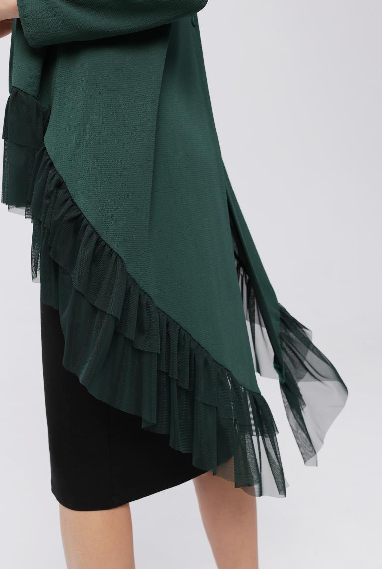 Темно-зеленая удлиненная блуза от Stella Marina