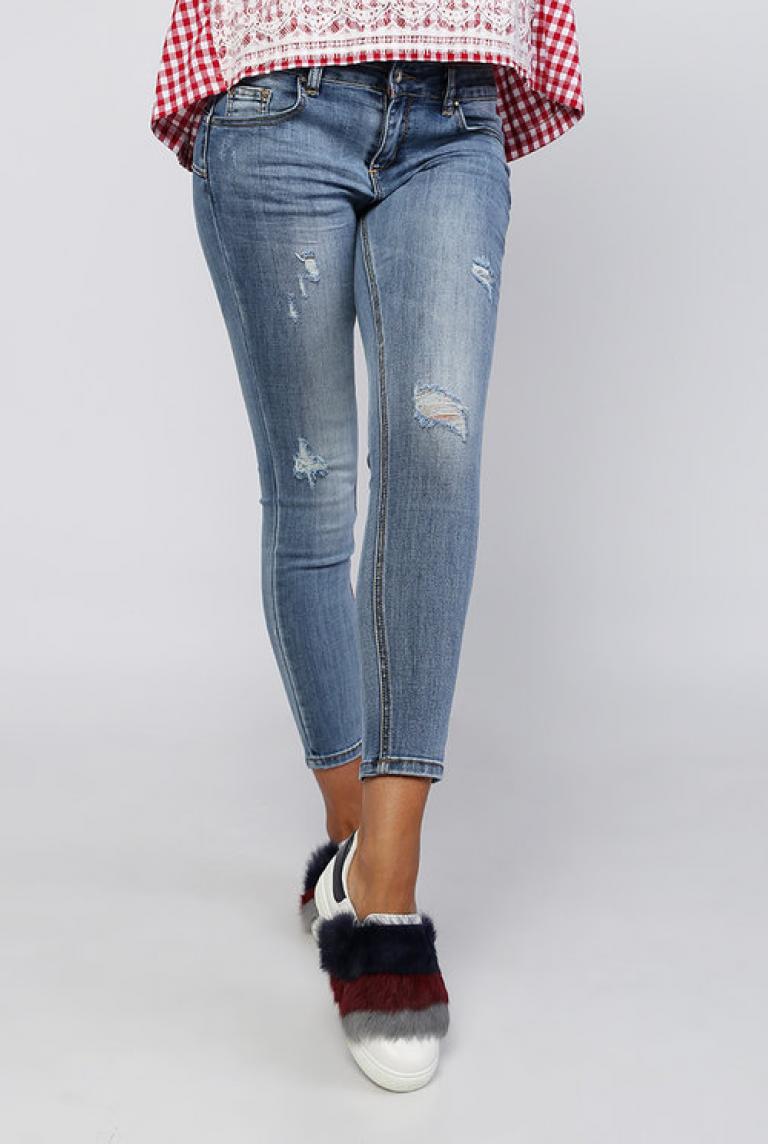Облегающие потертые джинсы MISS BON BON