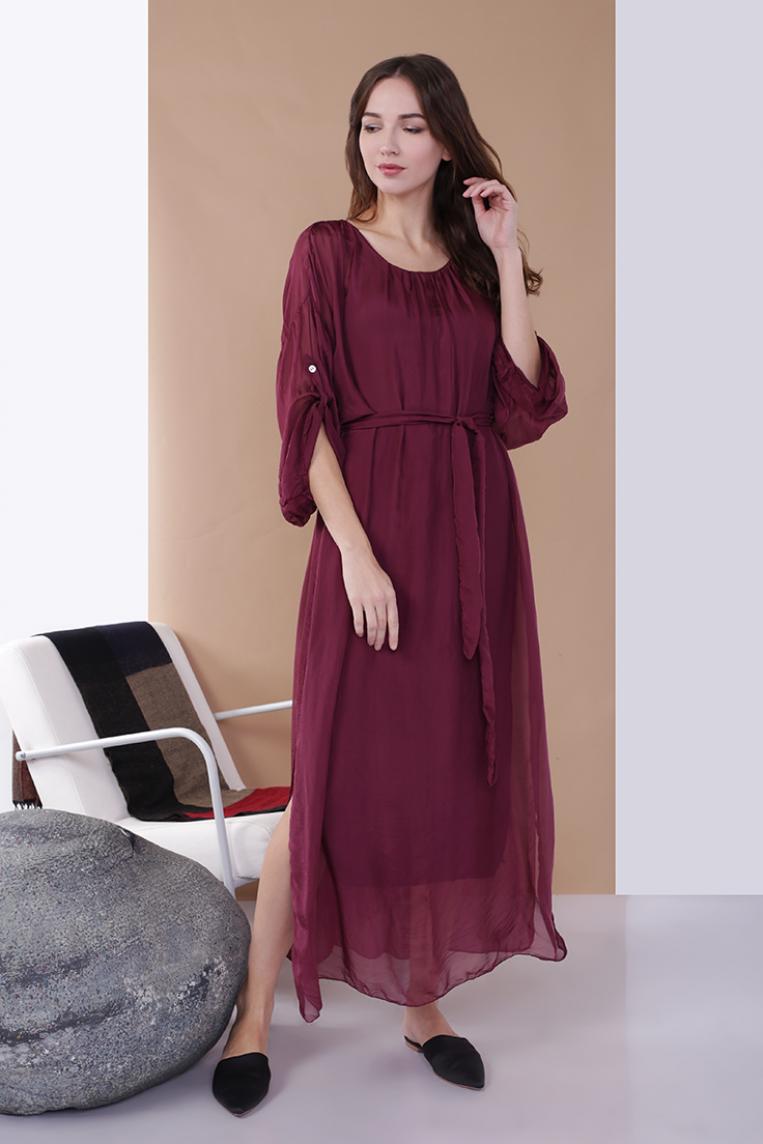 Бордовое платье в пол Made in Italy