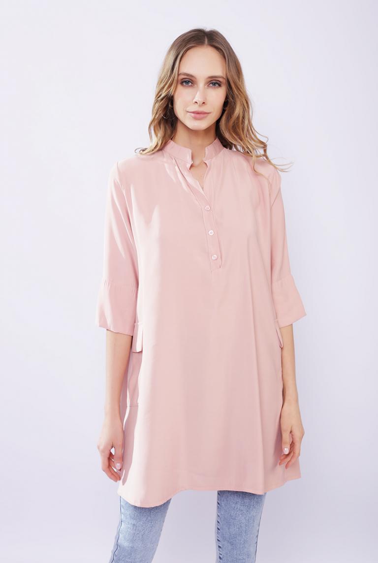 Удлиненная блуза пудрового цвета от ZETA OTTO