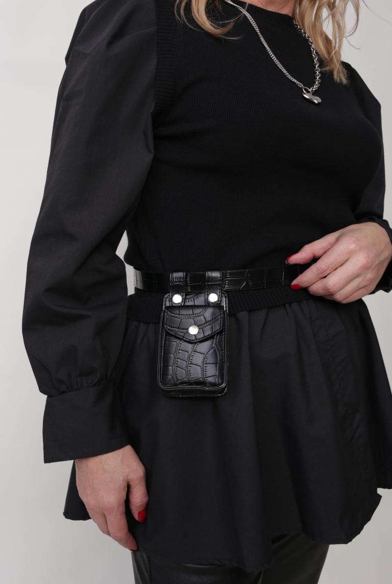 Удлиненная блуза с жилетом черного цвета от Beauty Women