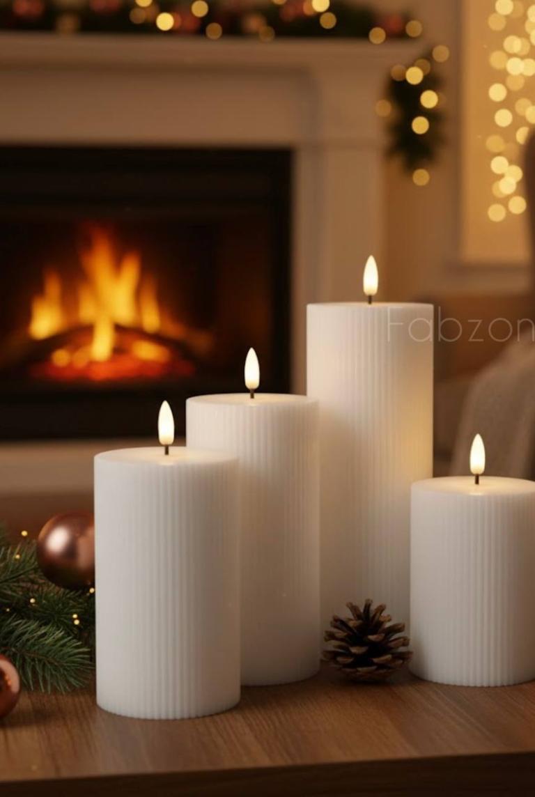 Набор светодиодных рифленых свечей из 4 штук с пультом управления
