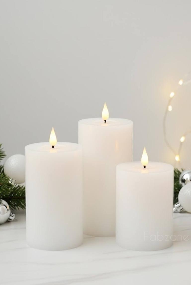 Набор белых светодиодных свечей из 3 штук с пультом управления