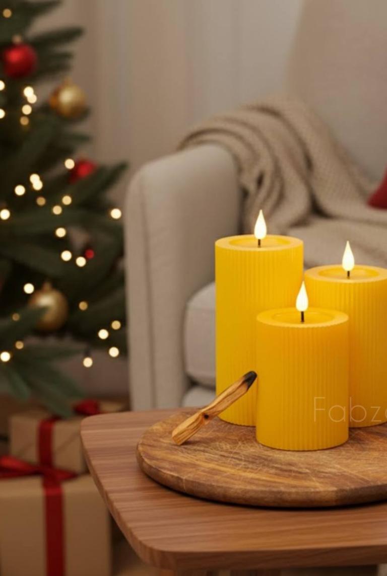 Набор золотых светодиодных свечей из 3 штук с пультом управления