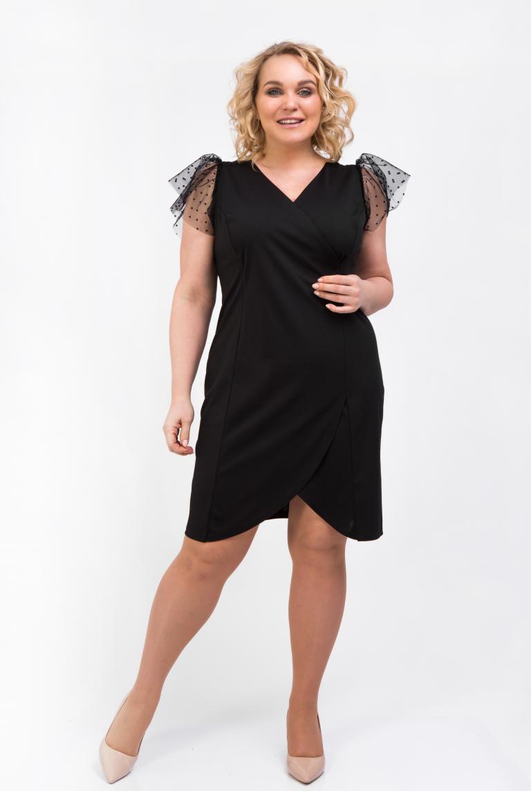 Короткое черное платье с V-образным вырезом от Anetty