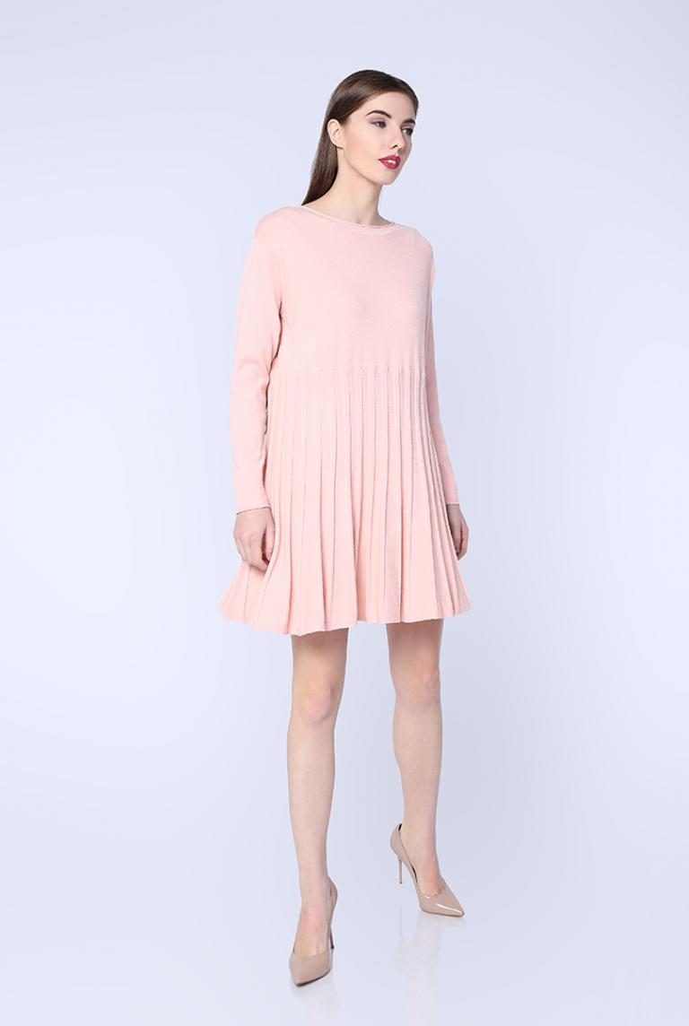 Розовое платье от E-Woman с длинным рукавом
