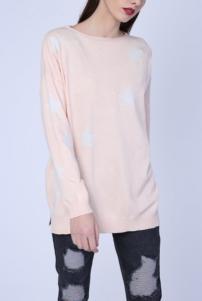 Розовый джемпер E-Woman с рисунком