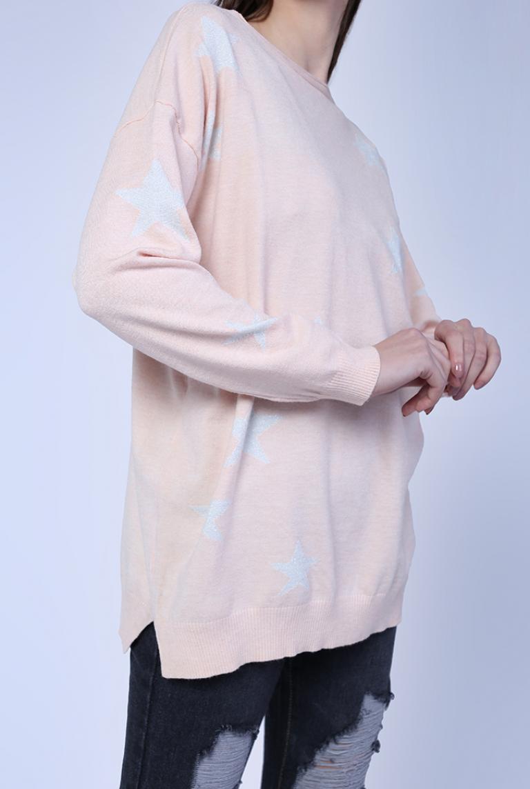 Розовый джемпер E-Woman с рисунком