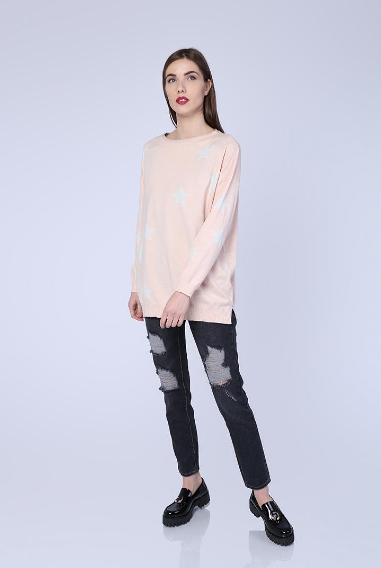 Розовый джемпер E-Woman с рисунком