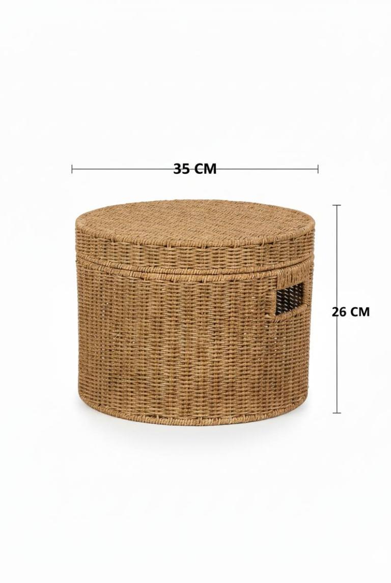 Плетеная корзина с крышкой круглая большая 35см
