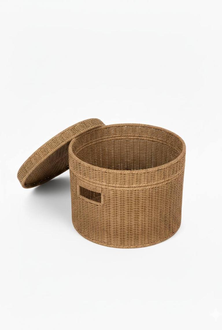 Плетеная корзина с крышкой круглая большая 35см