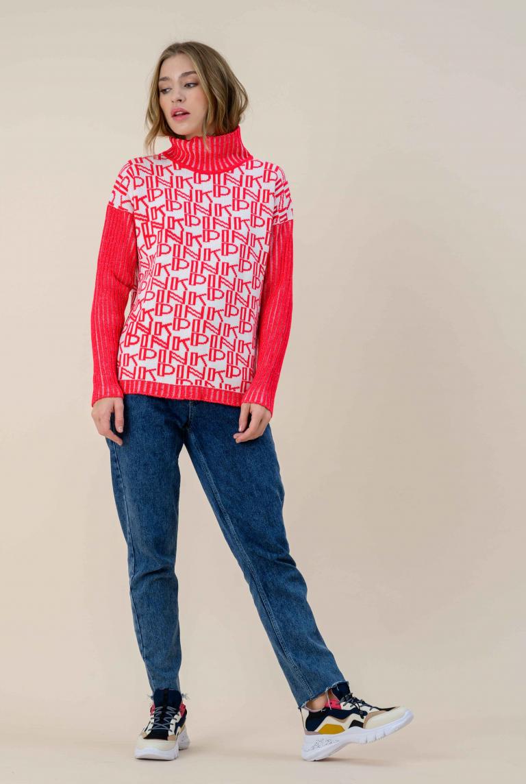 Красный свитер с высоким воротником от ZATTANI