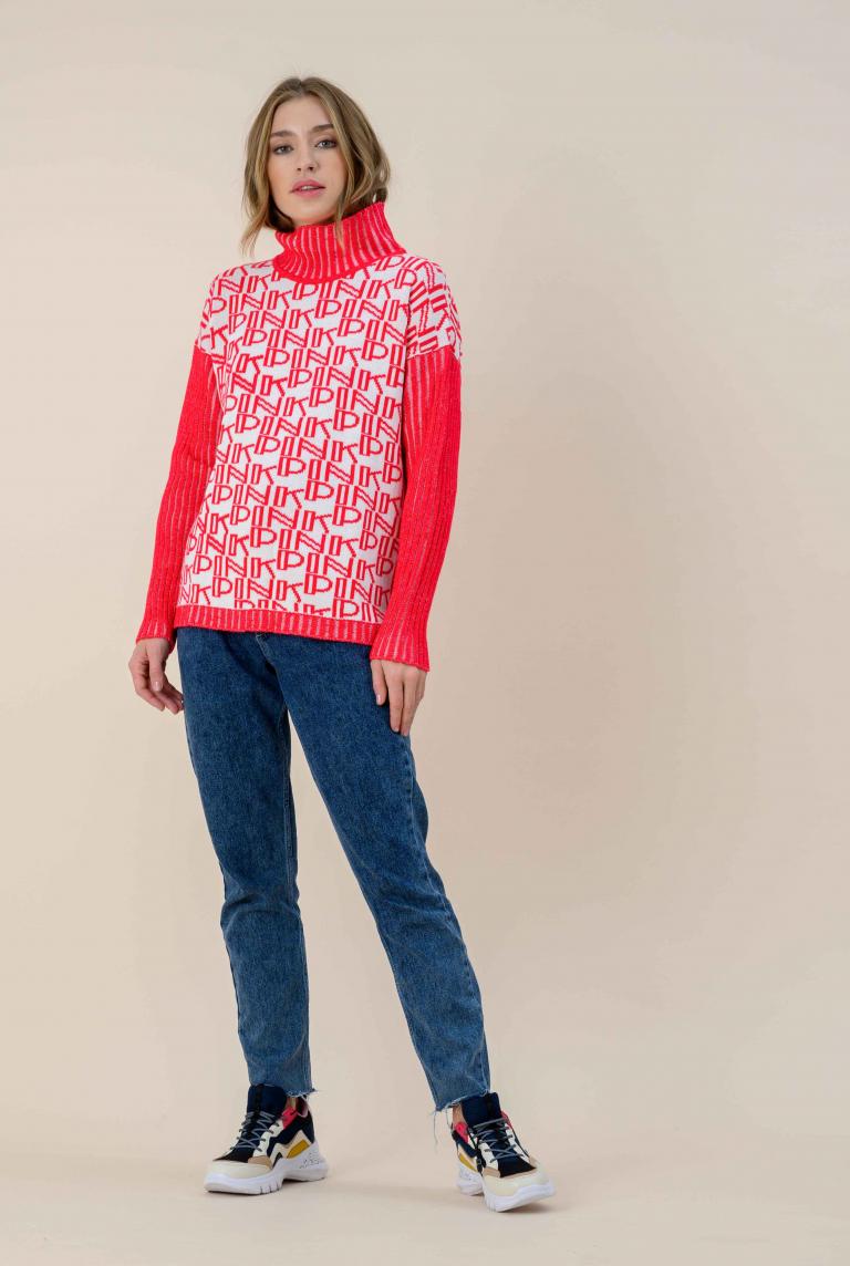 Красный свитер с высоким воротником от ZATTANI